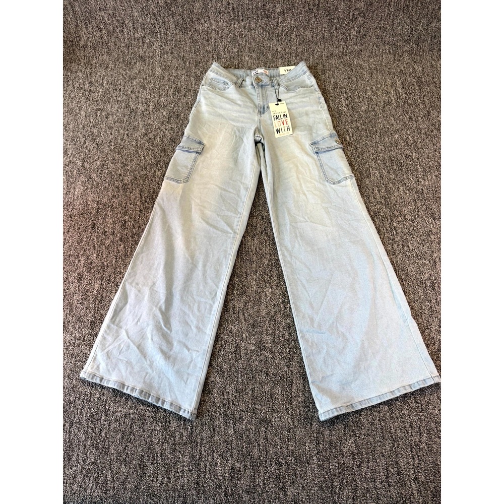 YMI Skater Cargo Jeans Womens 3/26 NWT Light Wash High Rise Wide Leg Y2K